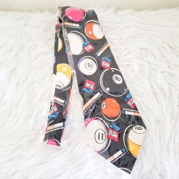 Silk new with tags tie with billiard theme - Picture 2 of 4
